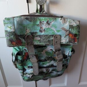 Rare Vintage Goorin Backpack Hunting Pattern Laptop Sized Magnetic Clasps & Zip